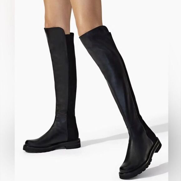Stuart Weitzman 5050 Over-The-Knee Leather Combat Boots size 4.5 - Picture 2 of 16
